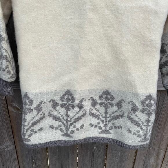 Alafoss of Iceland Ice Wool Jacket Cream and Gray Tie Front Pockets Hooded - Picture 4 of 12